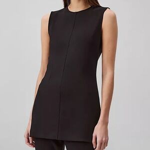 Calvin Klein Sleeveless Tailored Knit Tunic Top Crewneck Black Womens Size L